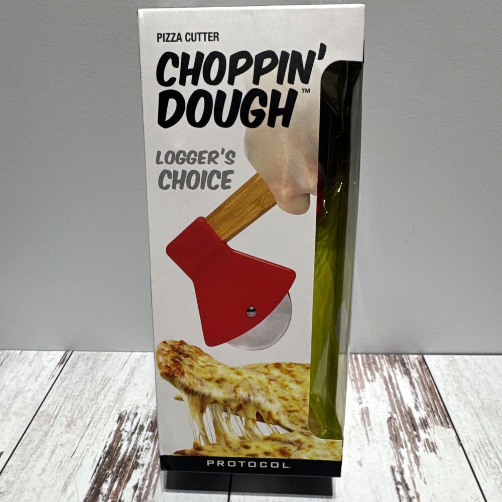 Protocol Choppin' Dough Axe-Shaped Pizza Cutter Wood Handle Stainless Steel